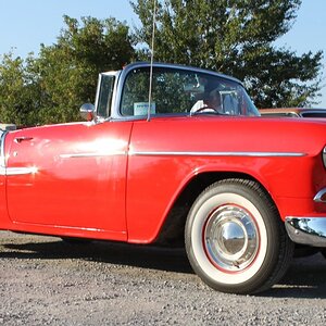 Red and White 1955 Chev Front.JPG