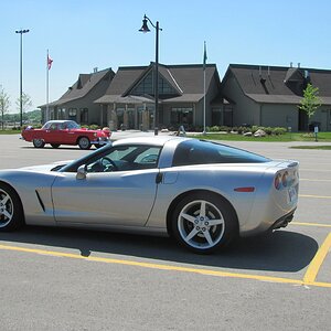 Corvette and T'Bird At Airport 1.JPG